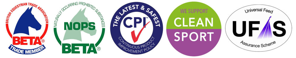 BETA NOPS and UFAS logos to look for on horse supplements and feed